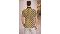 Erkek Pike Kumaş Polo Yaka Palmiye Desenli Tişört Kısa Kol Yazlık T-Shirt - Sarı Erkek Pike Kumaş Polo Yaka Palmiye Desenli Tişört Kısa Kol Yazlık T-Shirt - Sarı