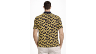 Erkek Pike Kumaş Polo Yaka Palmiye Desenli Tişört Kısa Kol Yazlık T-Shirt - Sarı