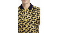 Erkek Pike Kumaş Polo Yaka Palmiye Desenli Tişört Kısa Kol Yazlık T-Shirt - Sarı