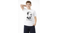 Erkek Çocuk Atatürk Baskılı Tişört Kısa Kollu Bisiklet Yaka T-Shirt - Beyaz