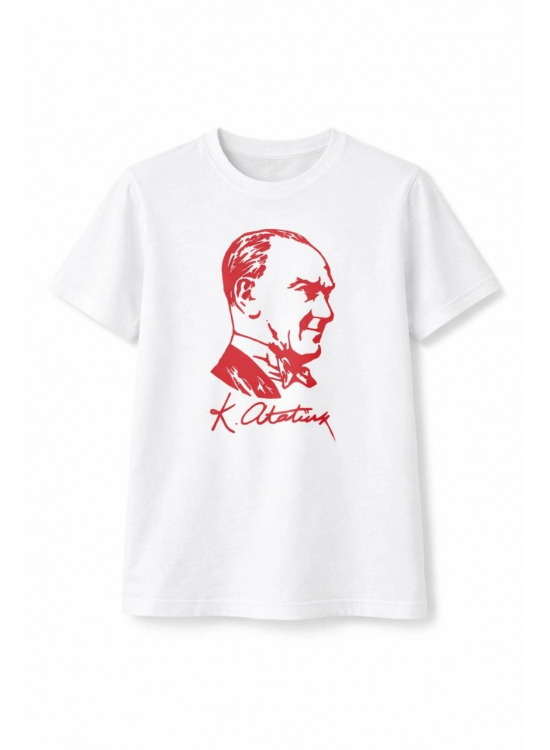 Erkek Çocuk Atatürk Baskılı Tişört Kısa Kollu Bisiklet Yaka T-Shirt - Beyaz Erkek Çocuk Atatürk Baskılı Tişört Kısa Kollu Bisiklet Yaka T-Shirt - Beyaz
