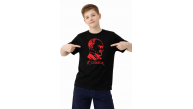 Erkek Çocuk Atatürk Baskılı Tişört Kısa Kollu Bisiklet Yaka T-Shirt - Siyah