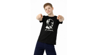Erkek Çocuk Atatürk Baskılı Tişört Kısa Kollu Bisiklet Yaka T-Shirt - Siyah