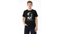 Erkek Çocuk Atatürk Baskılı Tişört Kısa Kollu Bisiklet Yaka T-Shirt - Siyah
