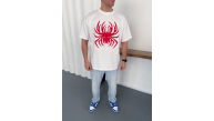 Erkek Örümcek Baskılı Tişört Kısa Kollu Bisiklet Yaka T-Shirt - Beyaz Erkek Örümcek Baskılı Tişört Kısa Kollu Bisiklet Yaka T-Shirt - Beyaz