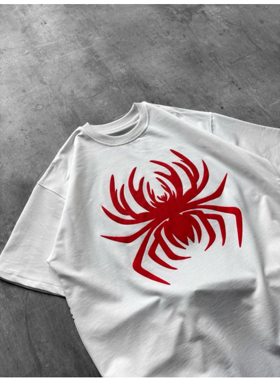 Erkek Örümcek Baskılı Tişört Kısa Kollu Bisiklet Yaka T-Shirt - Beyaz Erkek Örümcek Baskılı Tişört Kısa Kollu Bisiklet Yaka T-Shirt - Beyaz