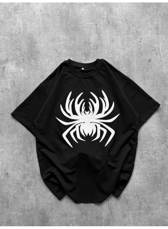 Erkek Örümcek Baskılı Tişört Kısa Kollu Bisiklet Yaka T-Shirt - Siyah Erkek Örümcek Baskılı Tişört Kısa Kollu Bisiklet Yaka T-Shirt - Siyah