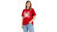 Kadın Örümcek Baskılı Tişört Kısa Kollu Bisiklet Yaka T-Shirt - Kırmızı Kadın Örümcek Baskılı Tişört Kısa Kollu Bisiklet Yaka T-Shirt - Kırmızı