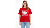 Kadın Örümcek Baskılı Tişört Kısa Kollu Bisiklet Yaka T-Shirt - Kırmızı Kadın Örümcek Baskılı Tişört Kısa Kollu Bisiklet Yaka T-Shirt - Kırmızı