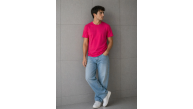 Erkek Basic Pamuklu Tişört Bisiklet Yaka Düz Renk Regular Fit T-Shirt - Fuşya Erkek Basic Pamuklu Tişört Bisiklet Yaka Düz Renk Regular Fit T-Shirt - Fuşya