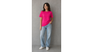 Kadın Basic Pamuklu Tişört Bisiklet Yaka Düz Renk Relaxed Fit T-Shirt - Fuşya Kadın Basic Pamuklu Tişört Bisiklet Yaka Düz Renk Relaxed Fit T-Shirt - Fuşya