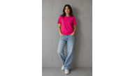 Kadın Basic Pamuklu Tişört Bisiklet Yaka Düz Renk Relaxed Fit T-Shirt - Fuşya Kadın Basic Pamuklu Tişört Bisiklet Yaka Düz Renk Relaxed Fit T-Shirt - Fuşya