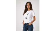 Kadın Astronot Ay Temalı Tişört Kısa Kol Yazlık Bisiklet Yaka T-Shirt - Beyaz Kadın Astronot Ay Temalı Tişört Kısa Kol Yazlık Bisiklet Yaka T-Shirt - Beyaz