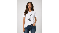 Kadın Astronot Ay Temalı Tişört Kısa Kol Yazlık Bisiklet Yaka T-Shirt - Beyaz Kadın Astronot Ay Temalı Tişört Kısa Kol Yazlık Bisiklet Yaka T-Shirt - Beyaz