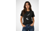 Kadın Astronot Ay Temalı Tişört Kısa Kol Yazlık Bisiklet Yaka T-Shirt - Siyah Kadın Astronot Ay Temalı Tişört Kısa Kol Yazlık Bisiklet Yaka T-Shirt - Siyah
