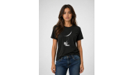 Kadın Astronot Ay Temalı Tişört Kısa Kol Yazlık Bisiklet Yaka T-Shirt - Siyah Kadın Astronot Ay Temalı Tişört Kısa Kol Yazlık Bisiklet Yaka T-Shirt - Siyah