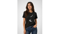 Kadın Astronot Ay Temalı Tişört Kısa Kol Yazlık Bisiklet Yaka T-Shirt - Siyah Kadın Astronot Ay Temalı Tişört Kısa Kol Yazlık Bisiklet Yaka T-Shirt - Siyah