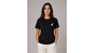 Kadın Minimal Geyik Logolu Tişört Bisiklet Yaka Kısa kol Yazlık T-Shirt - Siyah Kadın Minimal Geyik Logolu Tişört Bisiklet Yaka Kısa kol Yazlık T-Shirt - Siyah