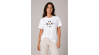 Kadın Müzik Temalı Baskılı Tişört Bisiklet Yaka Kısa Kol T-Shirt - Beyaz Kadın Müzik Temalı Baskılı Tişört Bisiklet Yaka Kısa Kol T-Shirt - Beyaz