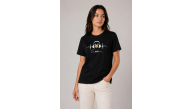 Kadın Müzik Temalı Baskılı Tişört Bisiklet Yaka Kısa Kol T-Shirt - Siyah Kadın Müzik Temalı Baskılı Tişört Bisiklet Yaka Kısa Kol T-Shirt - Siyah