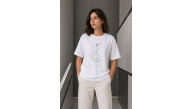 Kadın Minimal Gitar Baskılı Tişört T-Shirt Yazlık Kısa Kol Bisiklet Yaka T-Shirt - Beyaz Kadın Minimal Gitar Baskılı Tişört T-Shirt Yazlık Kısa Kol Bisiklet Yaka T-Shirt - Beyaz