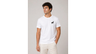 Erkek Minimal Geyik Logolu Tişört Bisiklet Yaka Kısa kol Yazlık T-Shirt - Beyaz