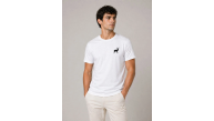 Erkek Minimal Geyik Logolu Tişört Bisiklet Yaka Kısa kol Yazlık T-Shirt - Beyaz