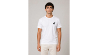 Erkek Minimal Geyik Logolu Tişört Bisiklet Yaka Kısa kol Yazlık T-Shirt - Beyaz
