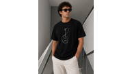 Erkek Minimal Gitar Baskılı Tişört T-Shirt Yazlık Kısa Kol Bisiklet Yaka T-Shirt - Siyah Erkek Minimal Gitar Baskılı Tişört T-Shirt Yazlık Kısa Kol Bisiklet Yaka T-Shirt - Siyah