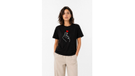 Kadın Kore Parmak Kalp Aşk Temalı Minimal Baskılı Tişört Yazlık Kısa Kol T-Shirt - Siyah Kadın Kore Parmak Kalp Aşk Temalı Minimal Baskılı Tişört Yazlık Kısa Kol T-Shirt - Siyah