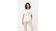 Kadın Köpek Figürlü Minimal Baskılı Tişört Kısa Kol Yazlık T-Shirt - Beyaz Kadın Köpek Figürlü Minimal Baskılı Tişört Kısa Kol Yazlık T-Shirt - Beyaz