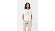 Kadın Köpek Figürlü Minimal Baskılı Tişört Kısa Kol Yazlık T-Shirt - Beyaz Kadın Köpek Figürlü Minimal Baskılı Tişört Kısa Kol Yazlık T-Shirt - Beyaz