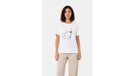 Kadın Köpek Figürlü Minimal Baskılı Tişört Kısa Kol Yazlık T-Shirt - Beyaz Kadın Köpek Figürlü Minimal Baskılı Tişört Kısa Kol Yazlık T-Shirt - Beyaz