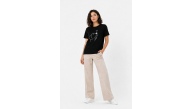 Kadın Köpek Figürlü Minimal Baskılı Tişört Kısa Kol Yazlık T-Shirt - Siyah Kadın Köpek Figürlü Minimal Baskılı Tişört Kısa Kol Yazlık T-Shirt - Siyah