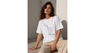 Kadın Minimal Kedi Çizim Baskılı Tişört Kısa Kol Yazlık T-Shirt - Beyaz Kadın Minimal Kedi Çizim Baskılı Tişört Kısa Kol Yazlık T-Shirt - Beyaz
