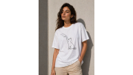 Kadın Minimal Kedi Çizim Baskılı Tişört Kısa Kol Yazlık T-Shirt - Beyaz Kadın Minimal Kedi Çizim Baskılı Tişört Kısa Kol Yazlık T-Shirt - Beyaz