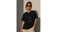Kadın Minimal Kedi Çizim Baskılı Tişört Kısa Kol Yazlık T-Shirt - Siyah Kadın Minimal Kedi Çizim Baskılı Tişört Kısa Kol Yazlık T-Shirt - Siyah