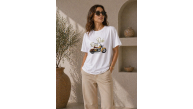 Kadın Motosiklet Baskılı Tişört Bisiklet Yaka Kısa Kol Yazlık T-Shirt - Beyaz Kadın Motosiklet Baskılı Tişört Bisiklet Yaka Kısa Kol Yazlık T-Shirt - Beyaz