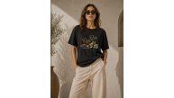 Kadın Motosiklet Baskılı Tişört Bisiklet Yaka Kısa Kol Yazlık T-Shirt - Siyah Kadın Motosiklet Baskılı Tişört Bisiklet Yaka Kısa Kol Yazlık T-Shirt - Siyah