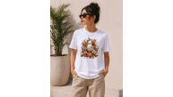 Kadın Balkabağı Hayalet Baskılı Tişört Kısa Kol Yazlık T-Shirt - Beyaz Kadın Balkabağı Hayalet Baskılı Tişört Kısa Kol Yazlık T-Shirt - Beyaz