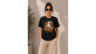Kadın Balkabağı Hayalet Baskılı Tişört Kısa Kol Yazlık T-Shirt - Siyah Kadın Balkabağı Hayalet Baskılı Tişört Kısa Kol Yazlık T-Shirt - Siyah