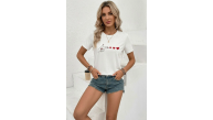 Kadın Minimal Kalp İşaret Baskılı Tişört Kısa Kol Yazlık T-Shirt - Beyaz Kadın Minimal Kalp İşaret Baskılı Tişört Kısa Kol Yazlık T-Shirt - Beyaz