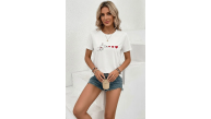 Kadın Minimal Kalp İşaret Baskılı Tişört Kısa Kol Yazlık T-Shirt - Beyaz Kadın Minimal Kalp İşaret Baskılı Tişört Kısa Kol Yazlık T-Shirt - Beyaz