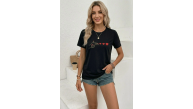Kadın Minimal Kalp İşaret Baskılı Tişört Kısa Kol Yazlık T-Shirt - Siyah Kadın Minimal Kalp İşaret Baskılı Tişört Kısa Kol Yazlık T-Shirt - Siyah
