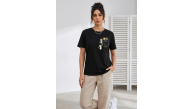 Kadın Sevimli Kedi Cep Baskılı Tişört Kısa Kol Yazlık T-Shirt - Siyah Kadın Sevimli Kedi Cep Baskılı Tişört Kısa Kol Yazlık T-Shirt - Siyah