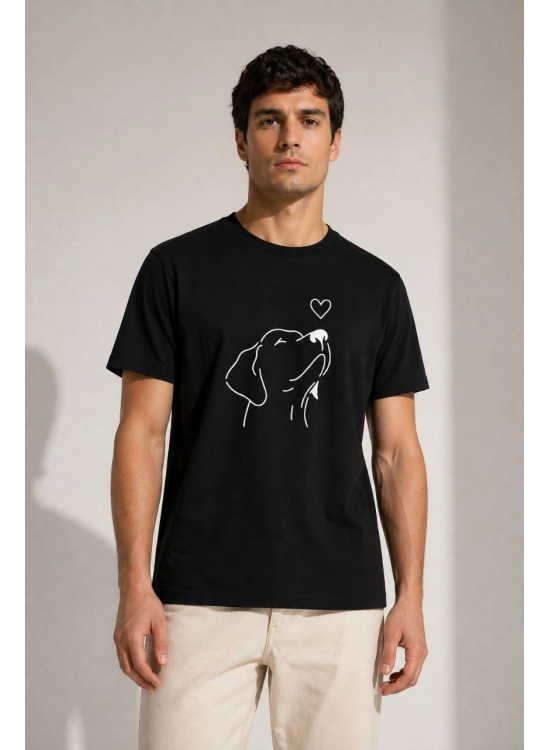 Erkek Köpek Figürlü Minimal Baskılı Tişört Kısa Kol Yazlık T-Shirt - Siyah Erkek Köpek Figürlü Minimal Baskılı Tişört Kısa Kol Yazlık T-Shirt - Siyah