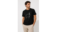 Erkek Köpek Figürlü Minimal Baskılı Tişört Kısa Kol Yazlık T-Shirt - Siyah Erkek Köpek Figürlü Minimal Baskılı Tişört Kısa Kol Yazlık T-Shirt - Siyah