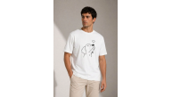 Erkek Köpek Figürlü Minimal Baskılı Tişört Kısa Kol Yazlık T-Shirt - Beyaz Erkek Köpek Figürlü Minimal Baskılı Tişört Kısa Kol Yazlık T-Shirt - Beyaz