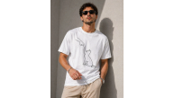 Erkek Minimal Kedi Çizim Baskılı Tişört Kısa Kol Yazlık T-Shirt - Beyaz Erkek Minimal Kedi Çizim Baskılı Tişört Kısa Kol Yazlık T-Shirt - Beyaz