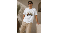 Erkek Motosiklet Baskılı Tişört Bisiklet Yaka Kısa Kol Yazlık T-Shirt - Beyaz Erkek Motosiklet Baskılı Tişört Bisiklet Yaka Kısa Kol Yazlık T-Shirt - Beyaz